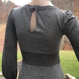 Crystal Candy gorgeous silver metallic long sleeve fitted sweater dress